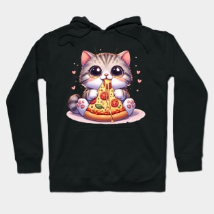 Kawaii Cat eating a slice of Pizza Hoodie